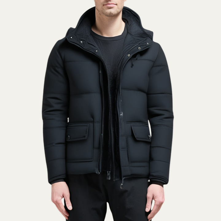 Mens Puffer Jacket with Padding Structured Fit Detachable Hood