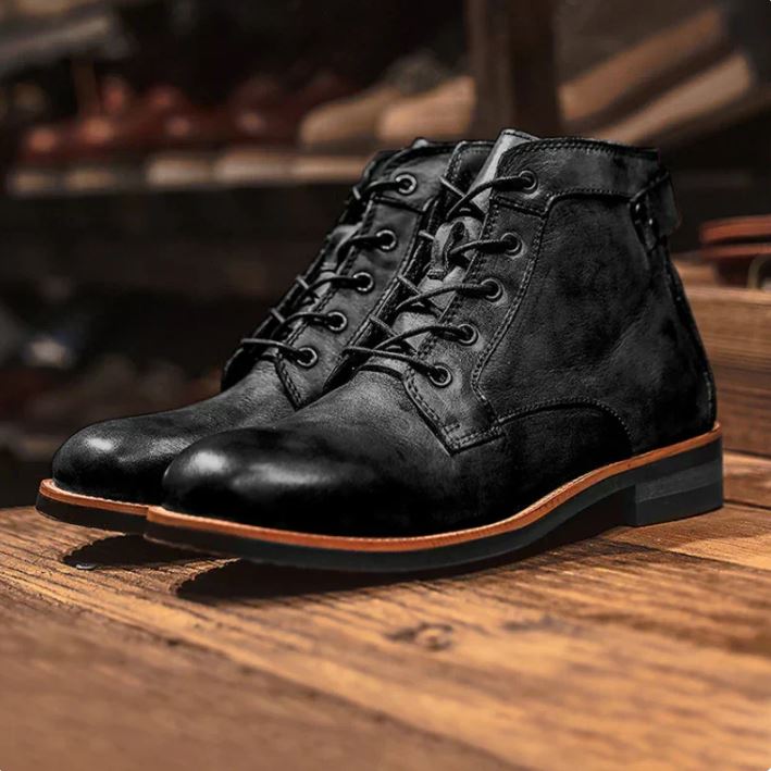 Mens Leather Ankle Boots Classic Comfortable Fit - BritishMode