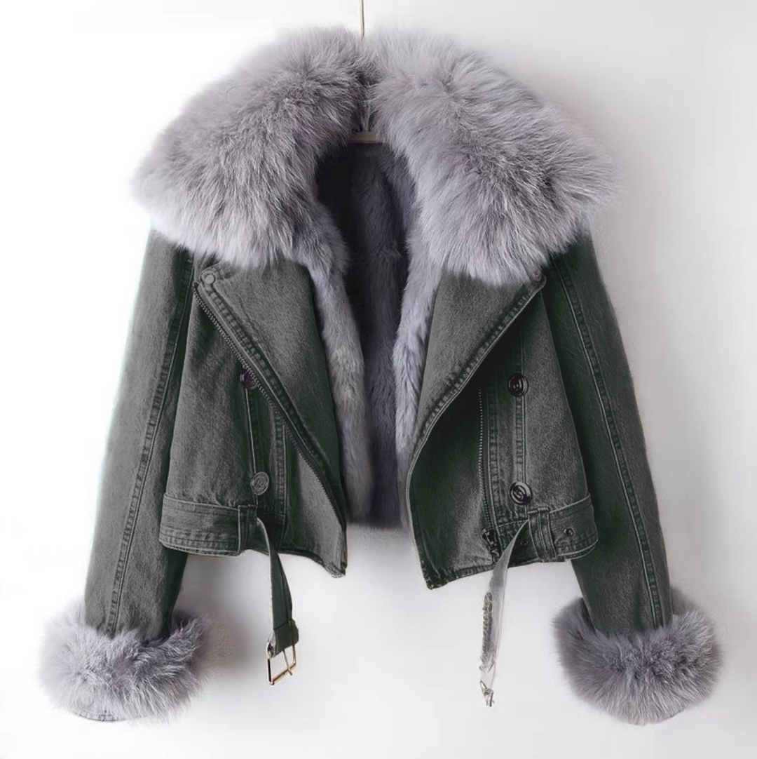 Womens Denim Jacket Faux Fur Lined Regular Fit