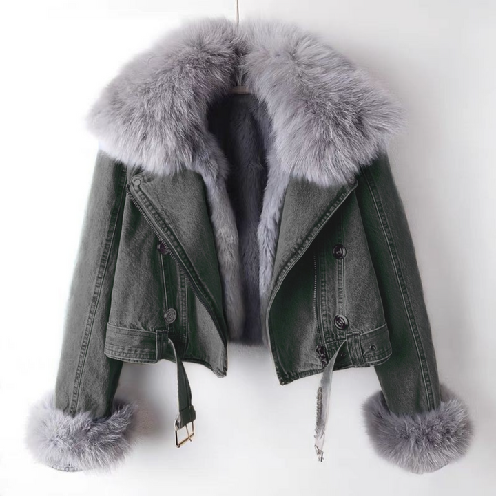 Womens Denim Jacket Faux Fur Lined Regular Fit