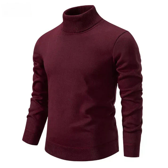 Mens Turtleneck Sweater Knit Slim Fit