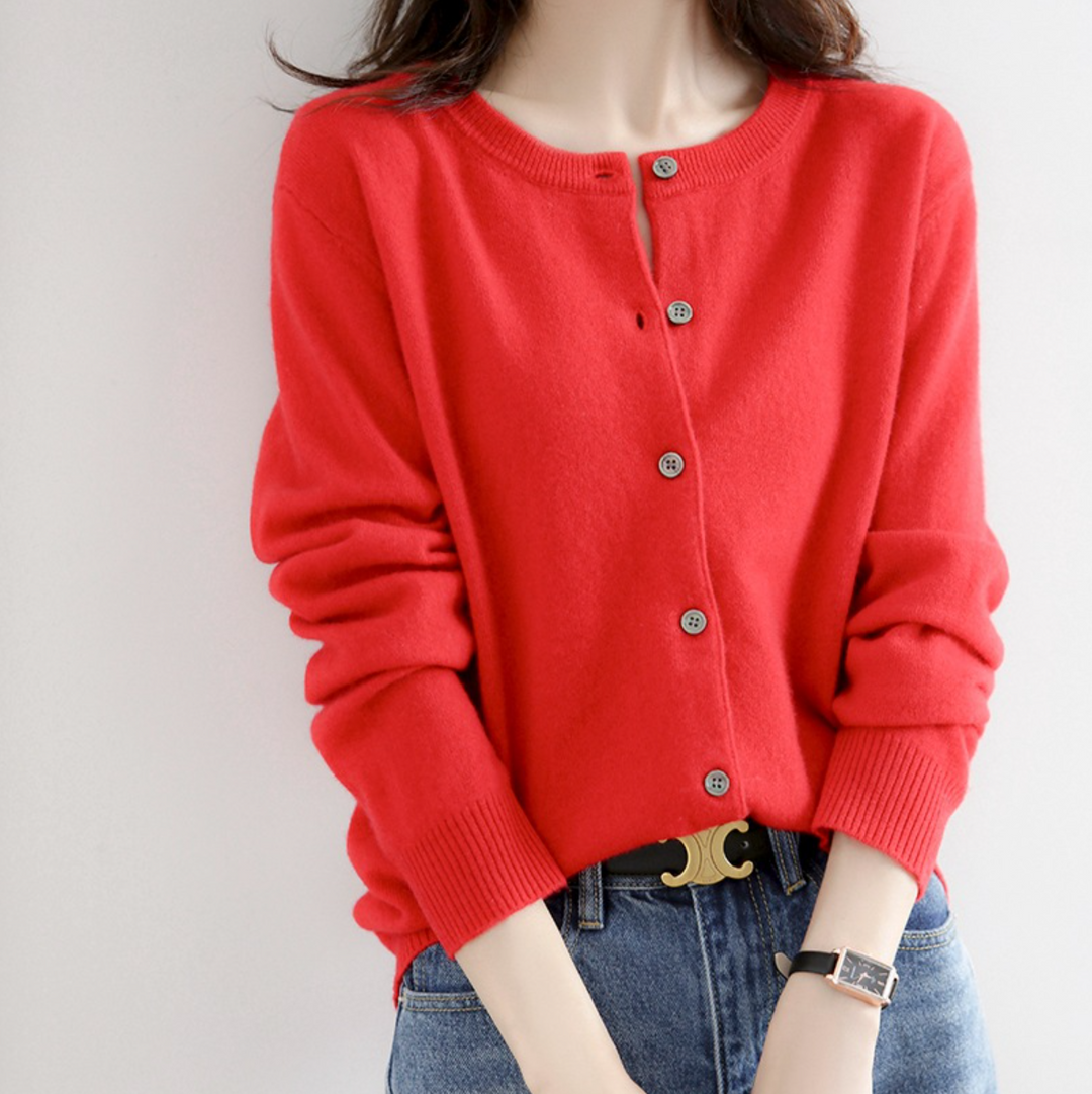 Womens Knit Cardigan Sweater Relaxed Fit