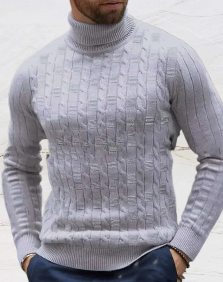Mens Turtleneck Sweater Knit Slim Fit