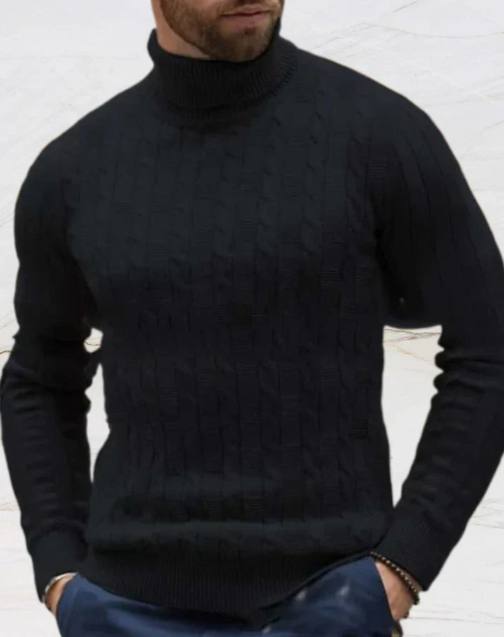 Mens Turtleneck Sweater Knit Slim Fit