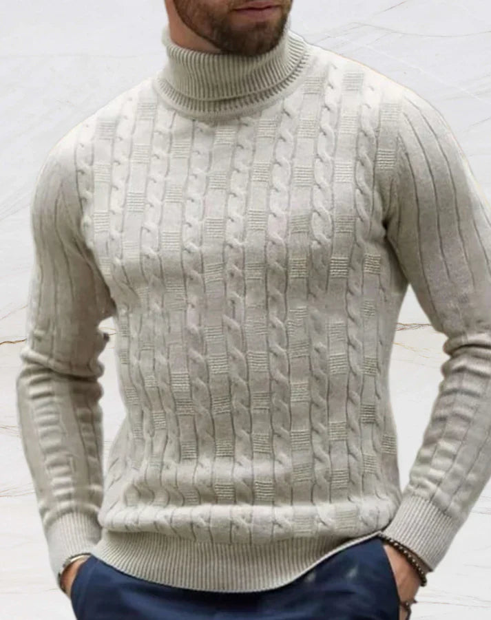 Mens Turtleneck Sweater Knit Slim Fit