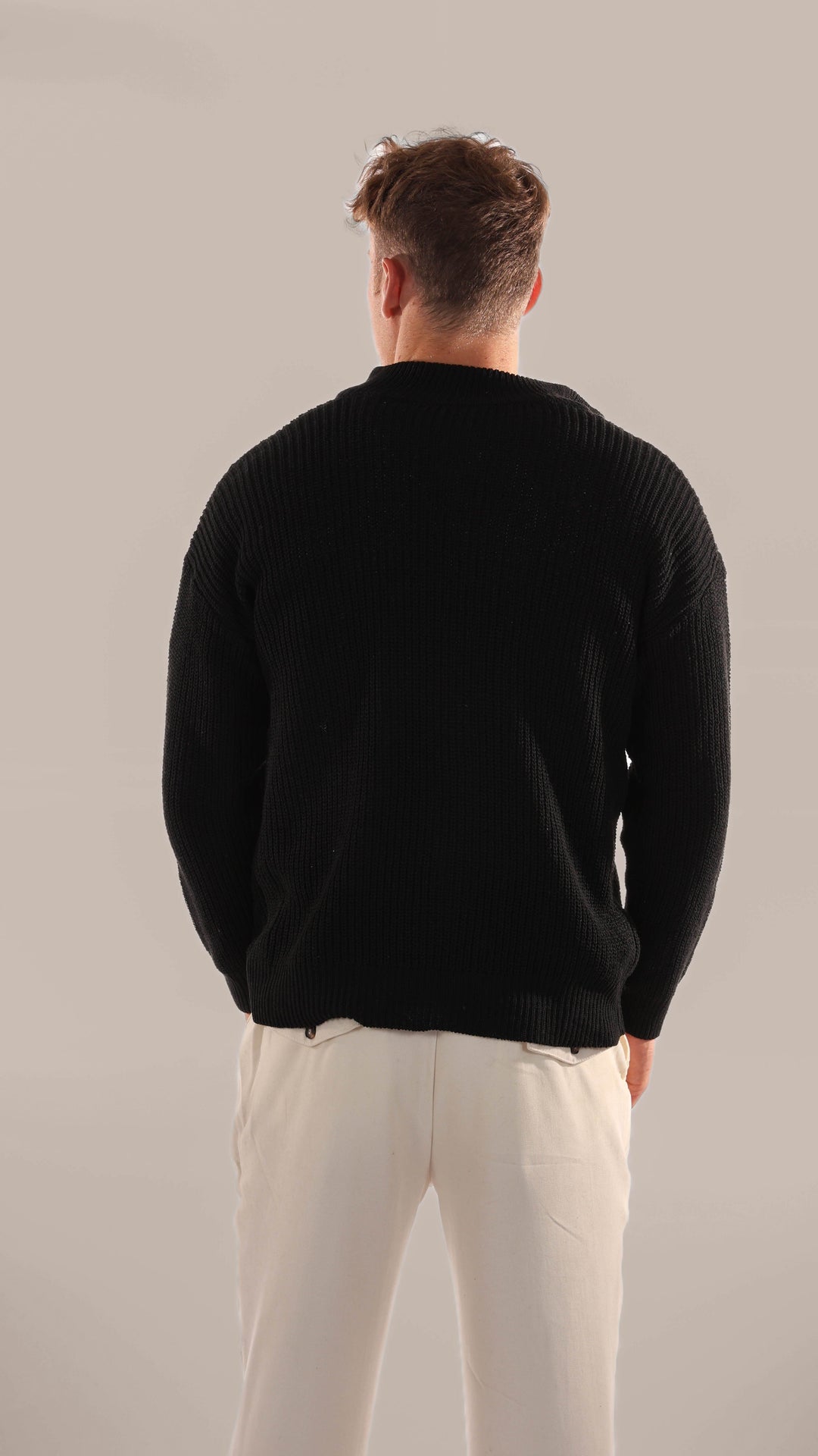 Mens Knitted Jumper with Half Zip Collar