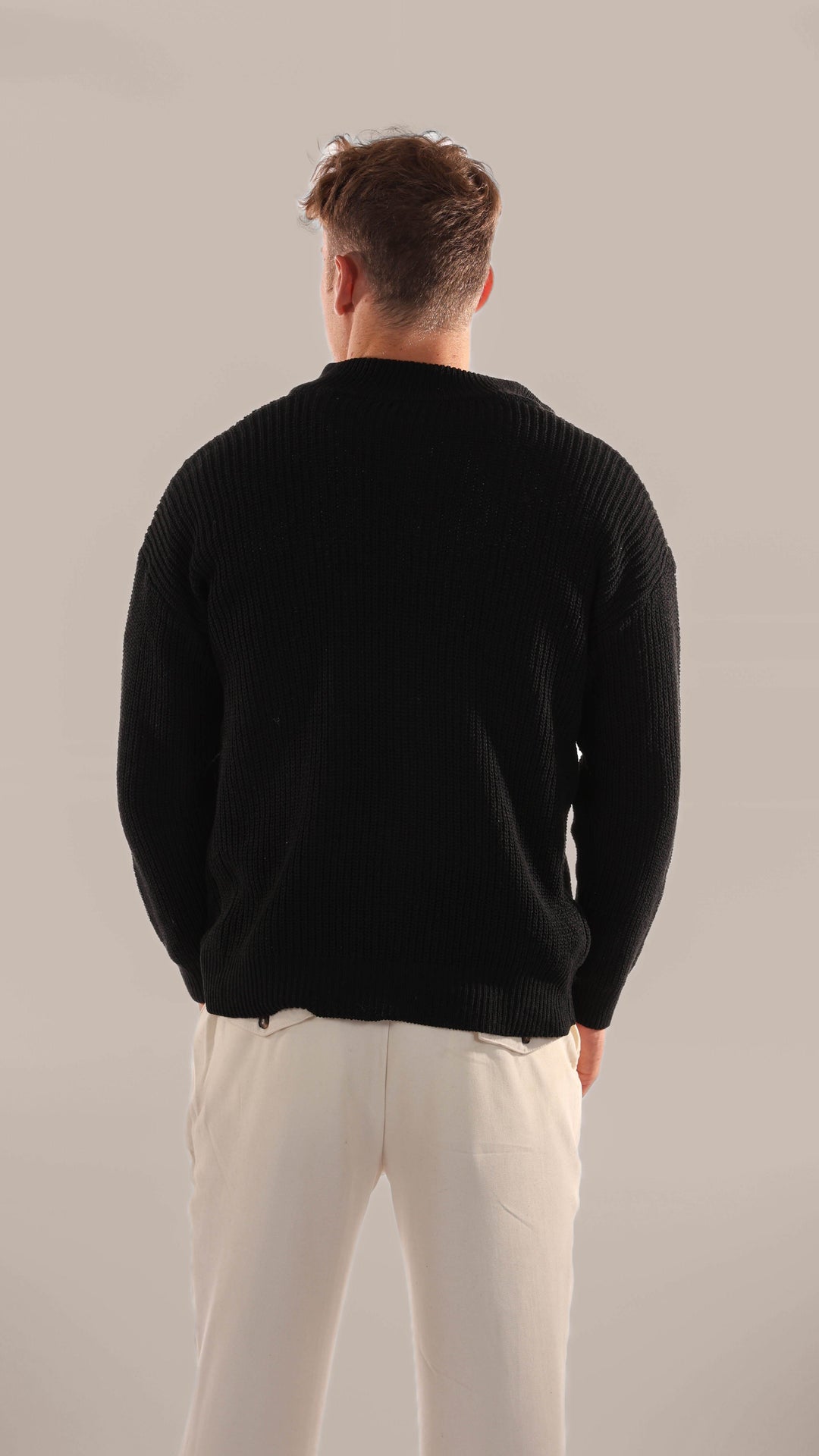 Mens Knitted Jumper with Half Zip Collar