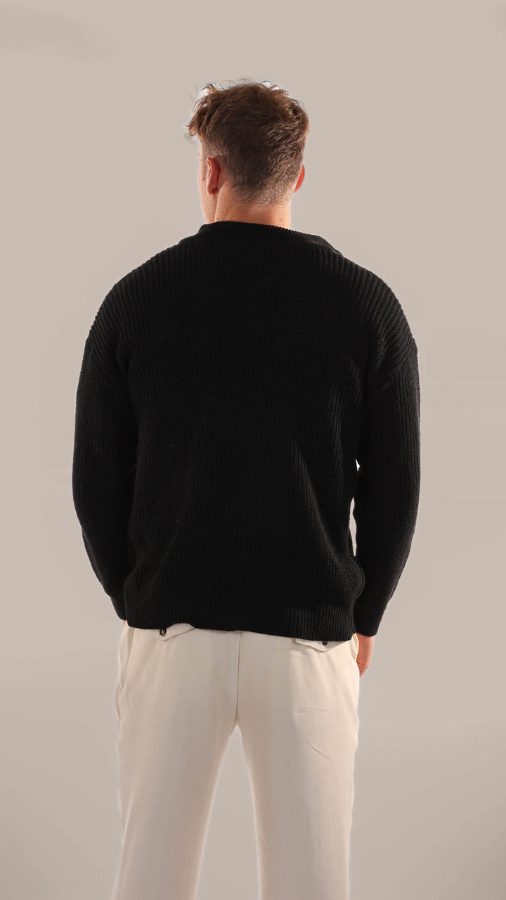 Mens Knitted Jumper with Half Zip Collar