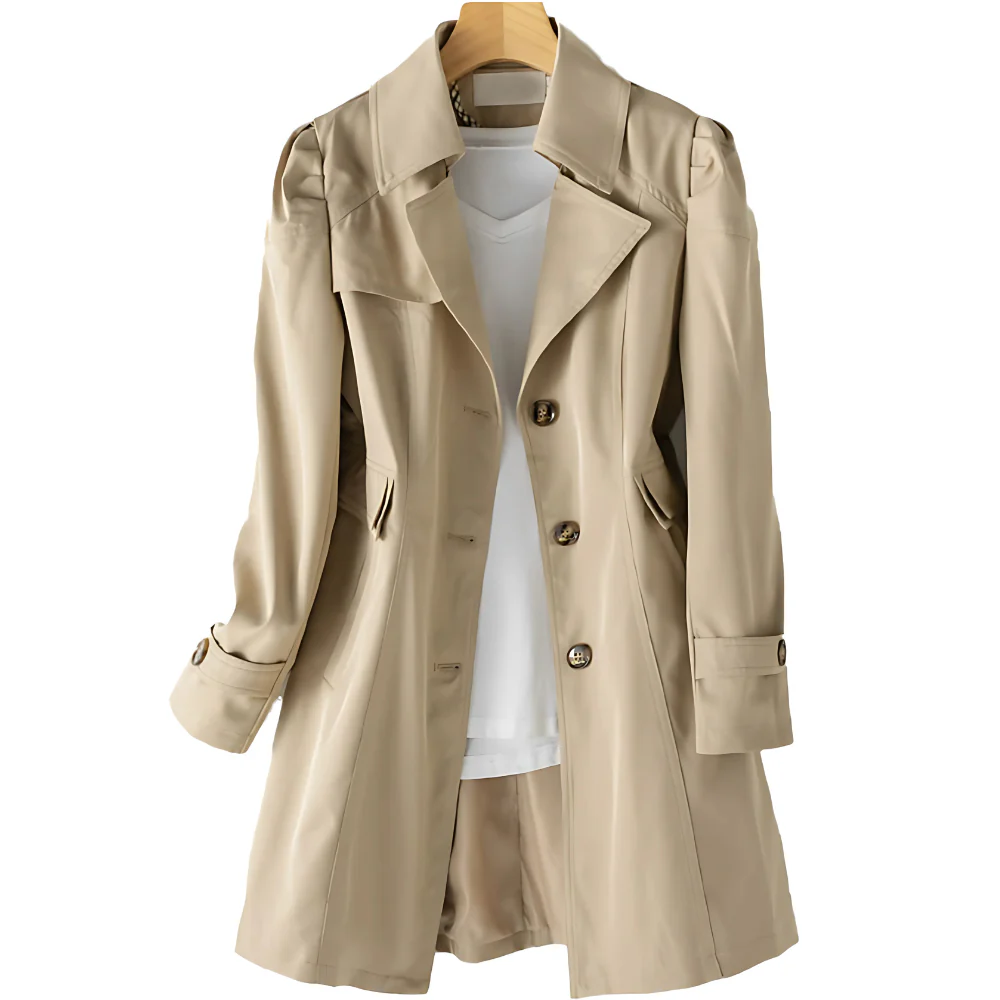 Womens Trench Coat with Buttons Collar Intermediate Fit