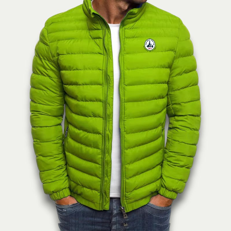 Mens Puffer Jacket Full Zip Stand Collar