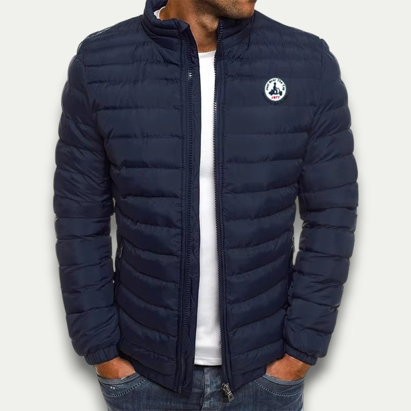 Mens Puffer Jacket Full Zip Stand Collar