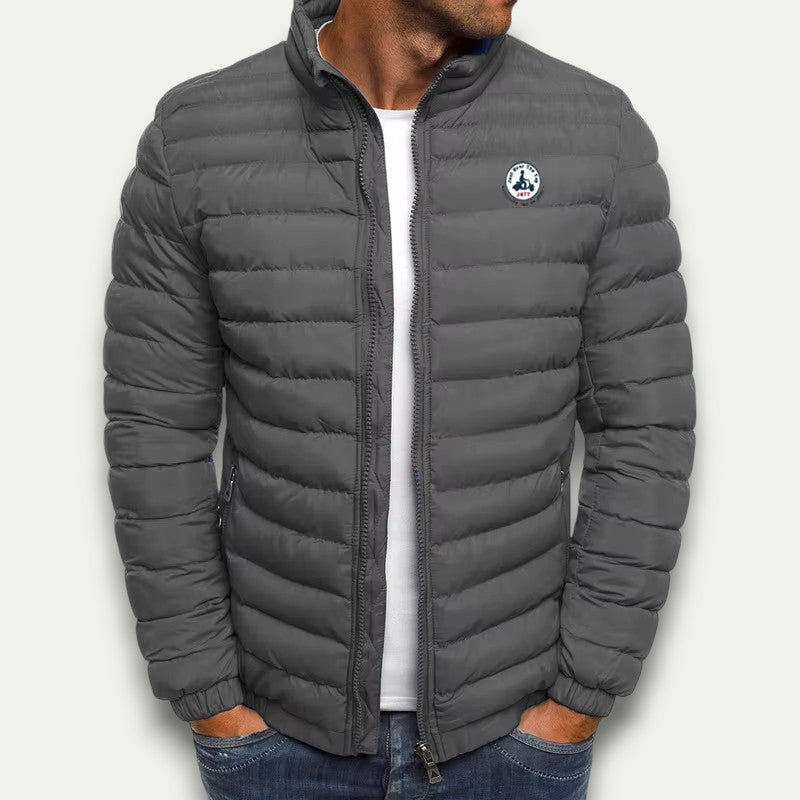 Mens Puffer Jacket Full Zip Stand Collar