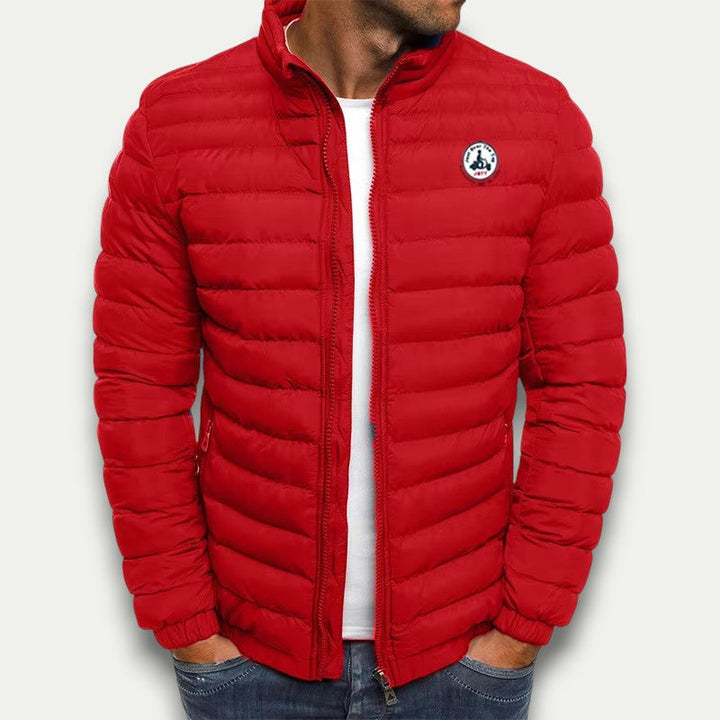 Mens Puffer Jacket Full Zip Stand Collar