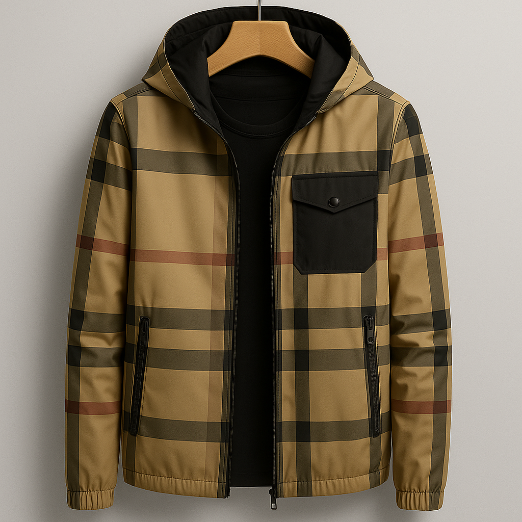 Mens Jacket with Lightweight Water-Resistant Fabric Regular Fit - BritishMode