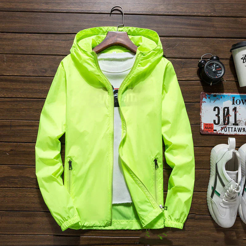 Unisex Windproof Jacket with Adjustable Hood Durable Design