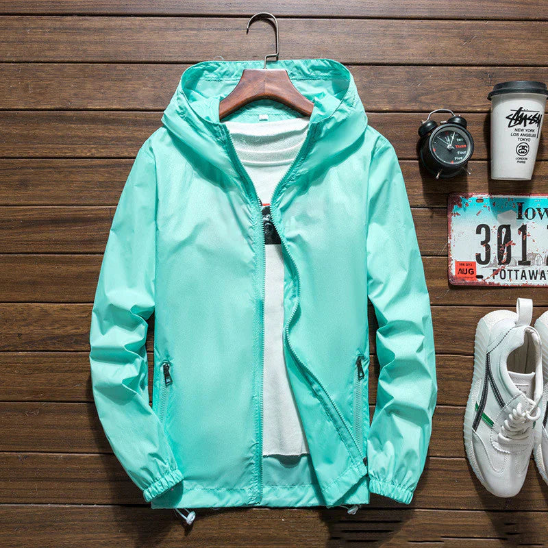 Unisex Windproof Jacket with Adjustable Hood Durable Design