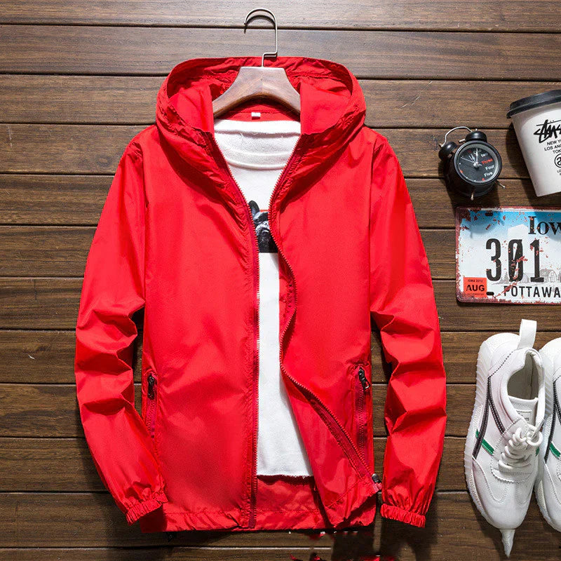 Unisex Windproof Jacket with Adjustable Hood Durable Design