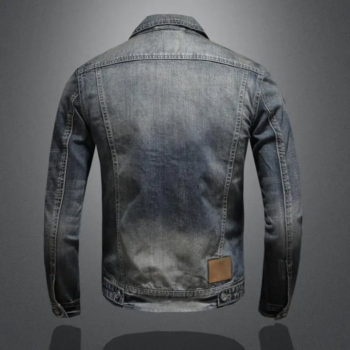 Mens Denim Blend Jacket Retro Cut Structured Fit
