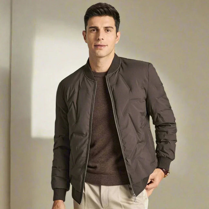 Mens Quilted Down Blend Jacket Lightweight Thermal Warmth