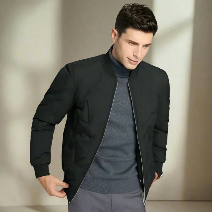 Mens Quilted Down Blend Jacket Lightweight Thermal Warmth