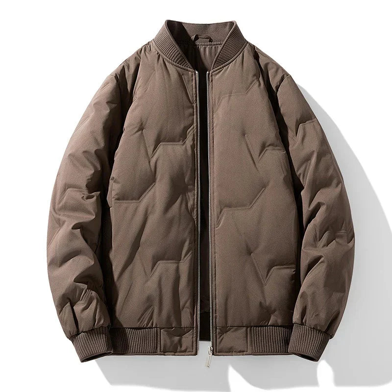 Mens Quilted Down Blend Jacket Lightweight Thermal Warmth