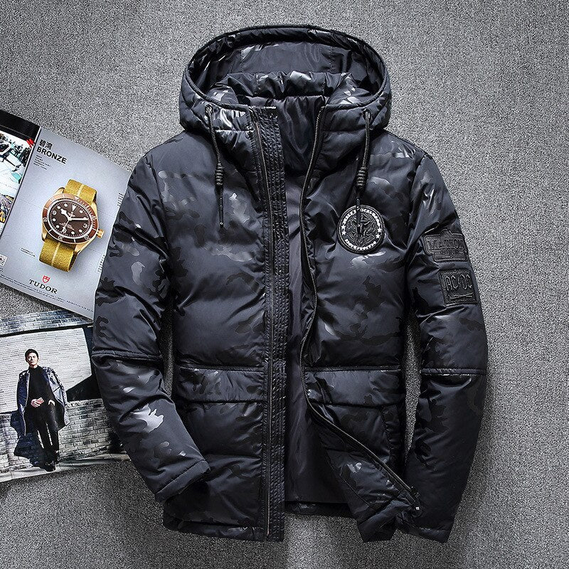 Mens Full-Zip Jacket with Storm Flap and Removable Hood