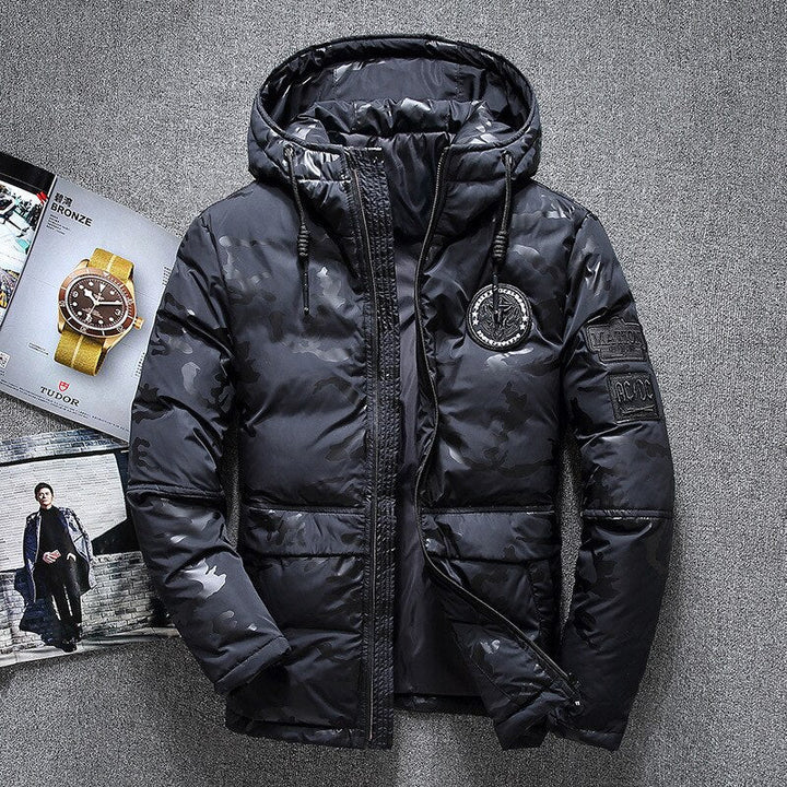 Mens Full-Zip Jacket with Storm Flap and Removable Hood