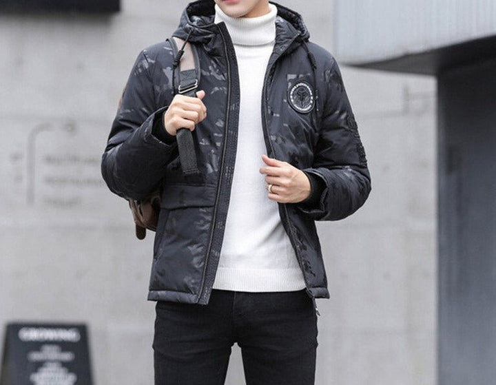Mens Full-Zip Jacket with Storm Flap and Removable Hood