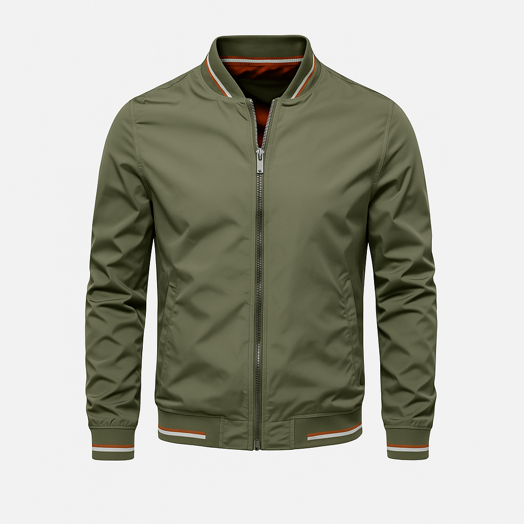 Mens Jacket Polyester Blend Ribbed Collar Easy Fit