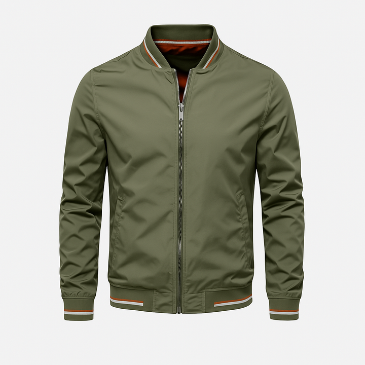 Mens Jacket Polyester Blend Ribbed Collar Easy Fit