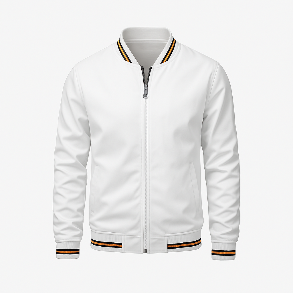 Mens Jacket Polyester Blend Ribbed Collar Easy Fit