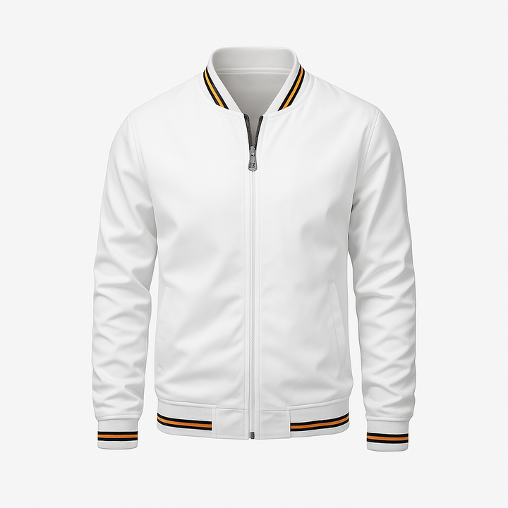 Mens Jacket Polyester Blend Ribbed Collar Easy Fit