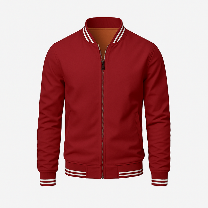 Mens Jacket Polyester Blend Ribbed Collar Easy Fit