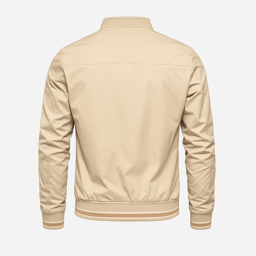 Mens Jacket Polyester Blend Ribbed Collar Easy Fit