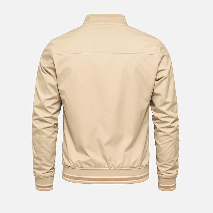 Mens Jacket Polyester Blend Ribbed Collar Easy Fit
