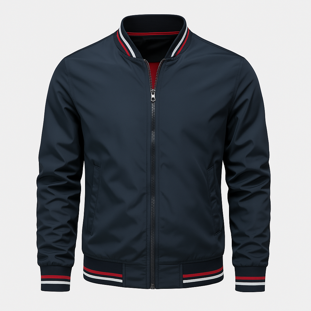 Mens Jacket Polyester Blend Ribbed Collar Easy Fit