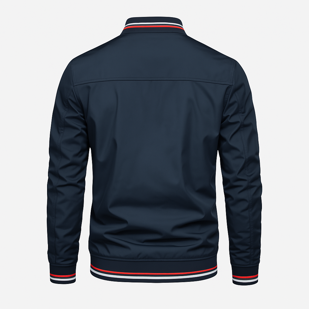 Mens Jacket Polyester Blend Ribbed Collar Easy Fit