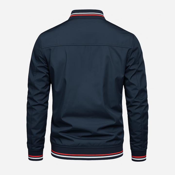 Mens Jacket Polyester Blend Ribbed Collar Easy Fit