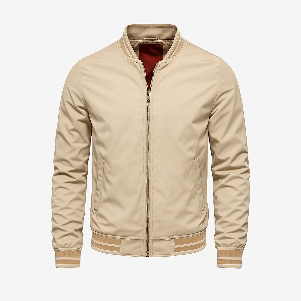 Mens Jacket Polyester Blend Ribbed Collar Easy Fit