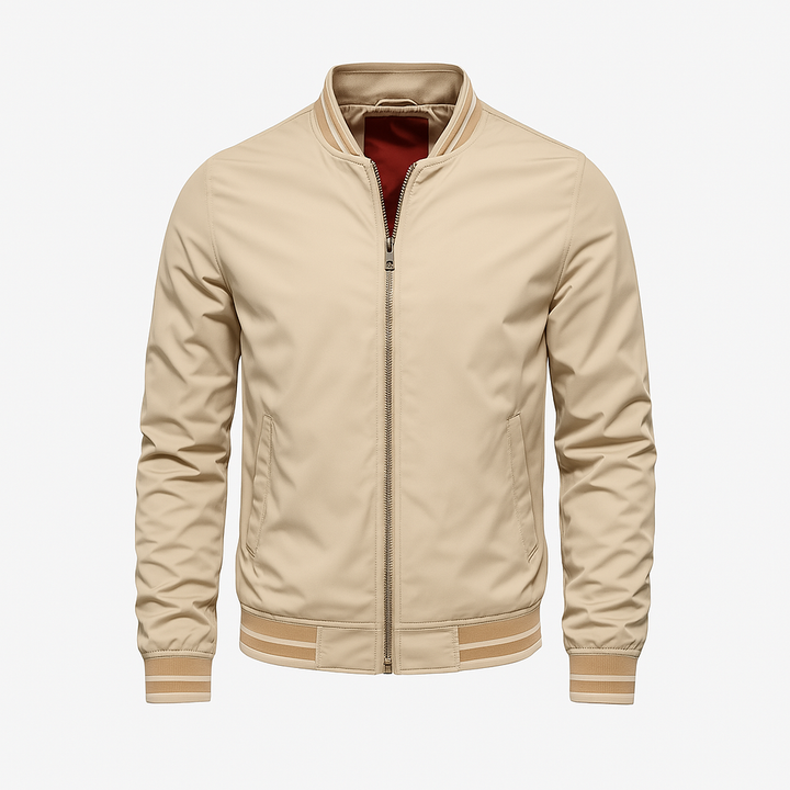 Mens Jacket Polyester Blend Ribbed Collar Easy Fit