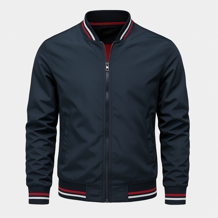 Mens Jacket Polyester Blend Ribbed Collar Easy Fit
