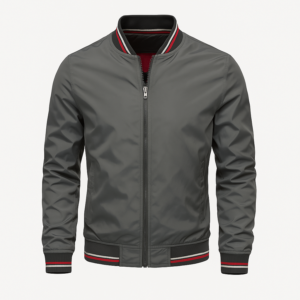 Mens Jacket Polyester Blend Ribbed Collar Easy Fit
