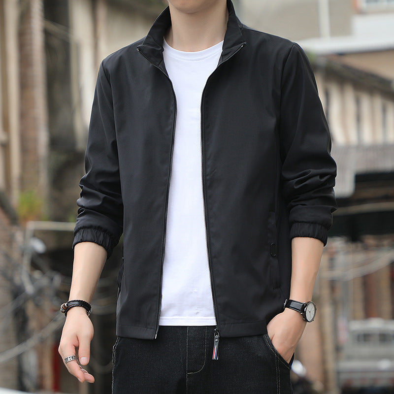 Mens Jacket Polyester Blend Slim Tailored Fit Stand Collar - BritishMode