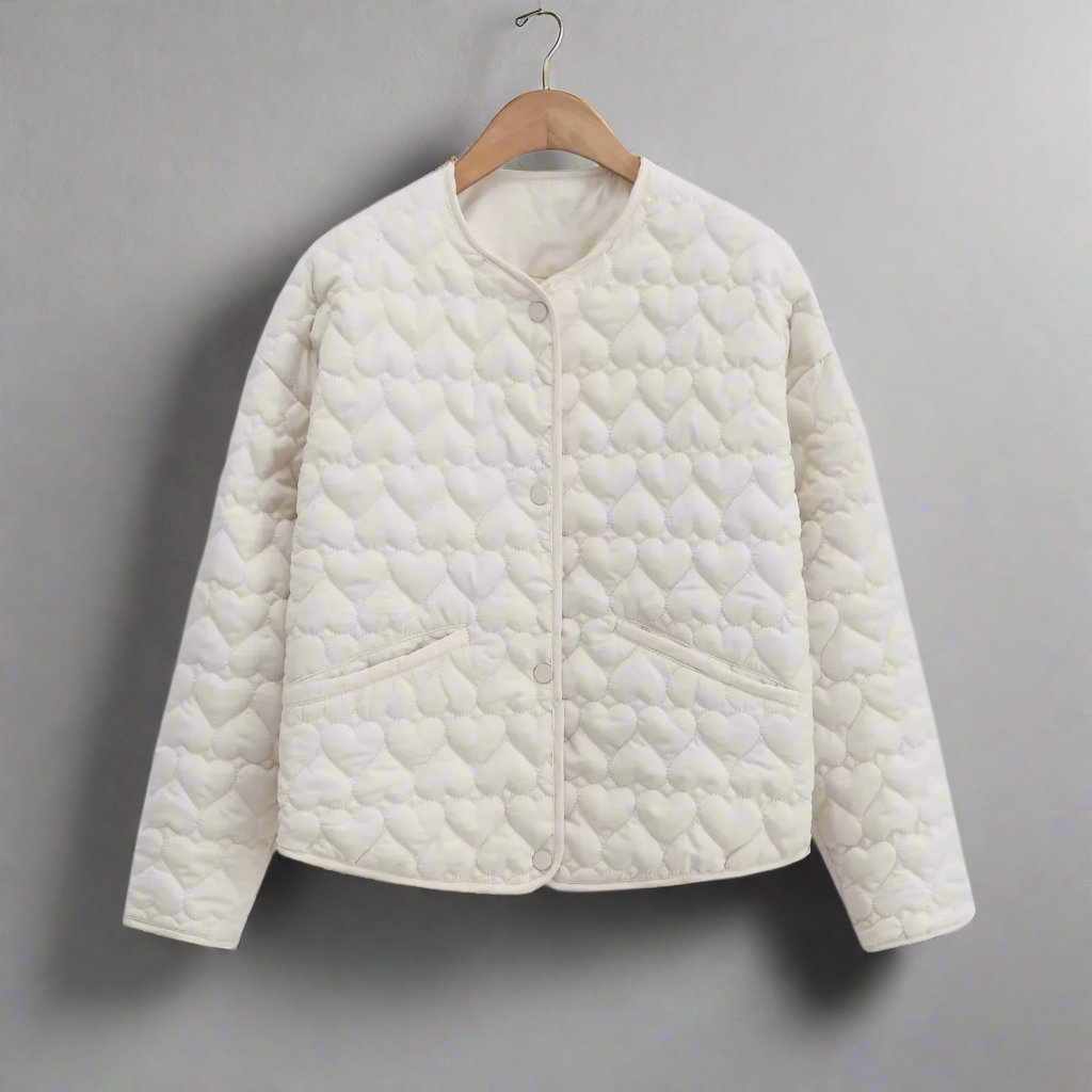 Womens Quilted Polyester Blend Jacket Heart Detail Warm Fit
