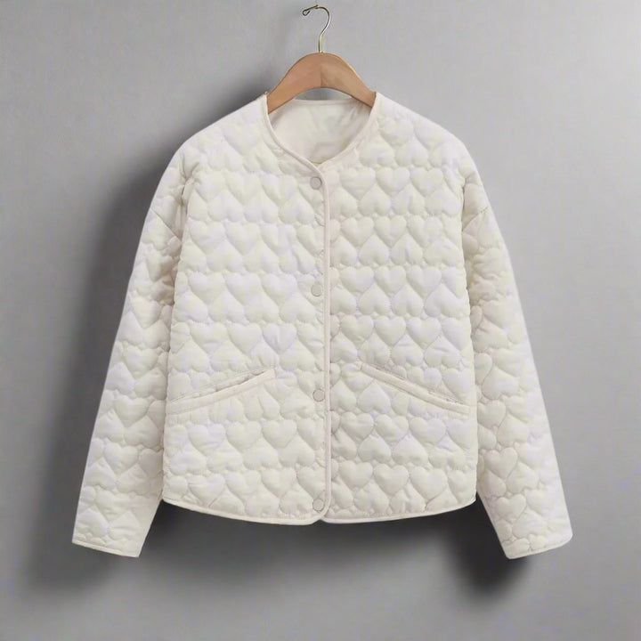 Womens Quilted Polyester Blend Jacket Heart Detail Warm Fit