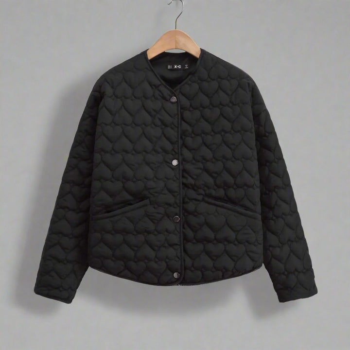 Womens Quilted Polyester Blend Jacket Heart Detail Warm Fit