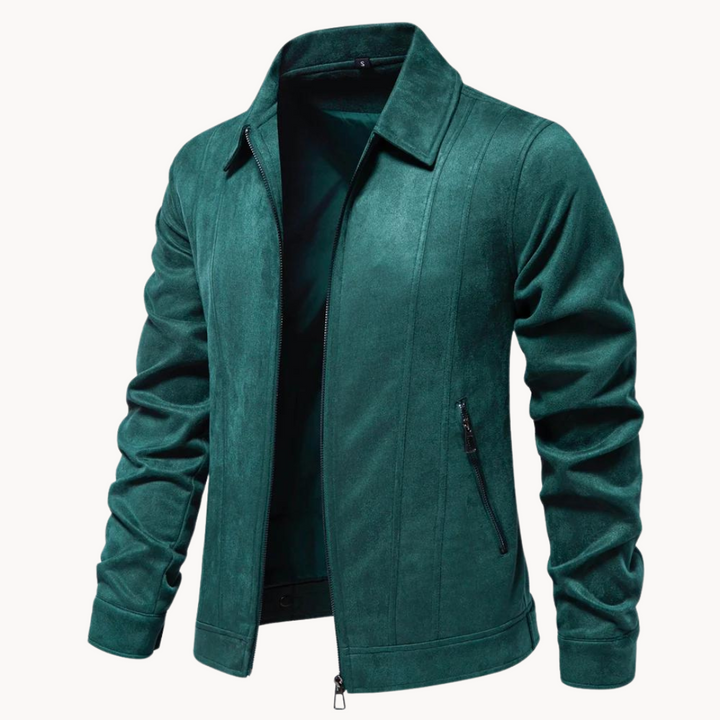 Womens Slim Faux Suede Leather Jacket Tailored Fit