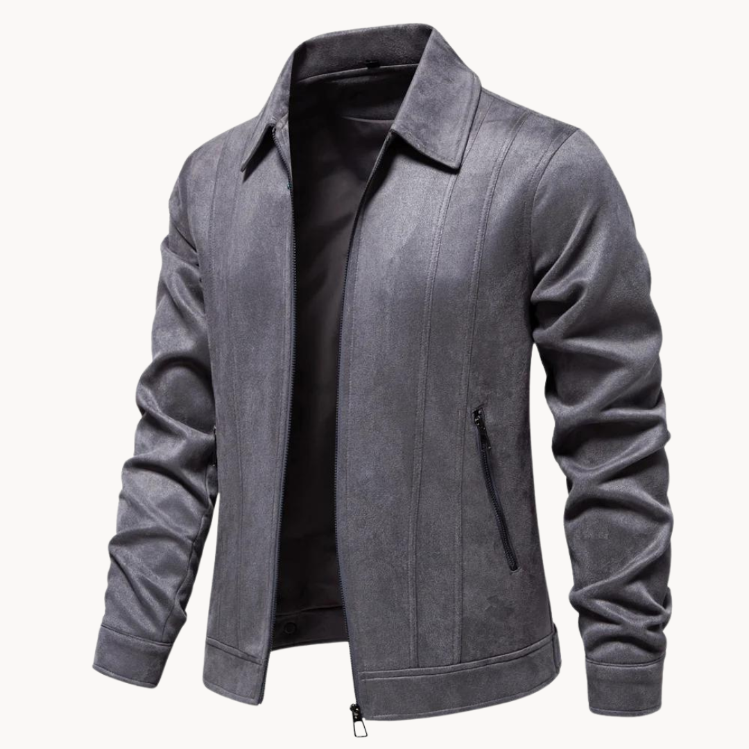 Womens Slim Faux Suede Leather Jacket Tailored Fit