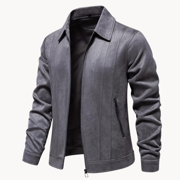 Womens Slim Faux Suede Leather Jacket Tailored Fit
