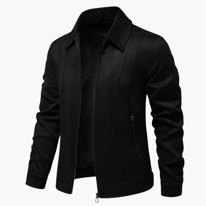 Womens Slim Faux Suede Leather Jacket Tailored Fit